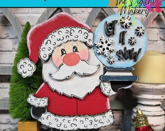 Christmas Sign SVG | Santa with Snow Globe File | Let It Snow Santa Sign | DIY Christmas Decor File | TheDigitalMakery | Digital Download