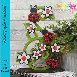 Coccinella carina SVG / File di decorazioni a forma di coccinella / File di decorazioni estive in stile fattoria / Margherita SVG