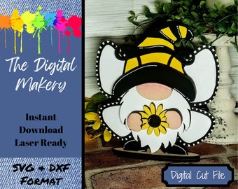 Gnomo de abeja Gnomo de abeja SVG Archivo láser de abeja Gnomo Gnomo de abeja Archivo láser Decoración de abeja Decoración de primavera Decoración de gnomo