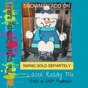 Dodatek Snowman Swinger do pliku wycinanego laserowo | Bałwan SVG | Plik DXF Bałwana | Plik dekoracji świątecznych | Dekoracje świąteczne | Pobieranie cyfrowe