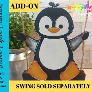 Archivo de corte láser de pingüino swinger adicional / Archivo SVG de pingüino / Archivo de pingüino sentado / Archivo de swinger intercambiable / Descarga digital