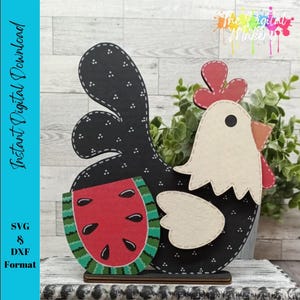 Poulet pastèque SVG | Pastèque étagère sitter SVG | Fichier décoratif de poulet | Lime au poulet fermier