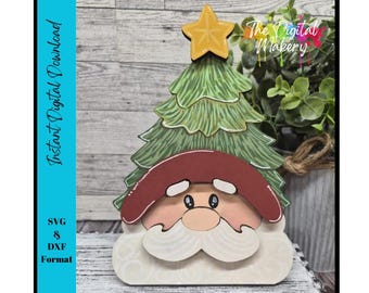 Christmas Tree Santa SVG | Santa File | Christmas Shelf Sitter File | DIY Christmas Decor File | TheDigitalMakery | Digital Download