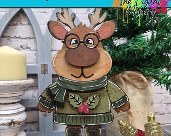 Christmas Laser Cut File | Sweater Reindeer SVG | Reindeer Boy File | DIY Christmas Decor File | TheDigitalMakery | Digital Download