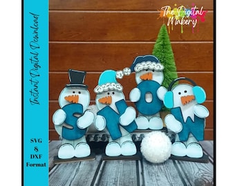 Snowman Sign SVG | Winter Snowman Shelf Sitter File | Christmas Snowmen File | DIY Christmas Decor | Digital Download | TheDigitalMakery