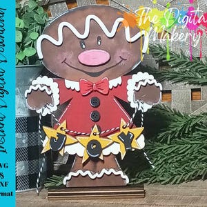 Gingerbread Girl Christmas Cut File / Archivo cortado por láser / Joy Christmas SVG / Gingerbread SVG / Descarga digital / Navidad