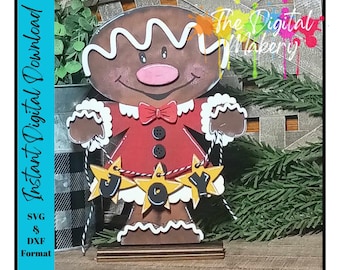 Gingerbread Girl Christmas Cut File | Laser Cut File | Joy Christmas SVG | Gingerbread SVG | Digital Download | Christmas