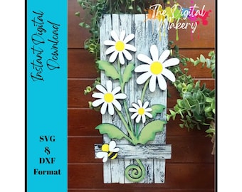 Daisy Bouquet Hanging Sign SVG | Farmhouse Spring Sign File | DIY Spring Decor File | Daisy SVG