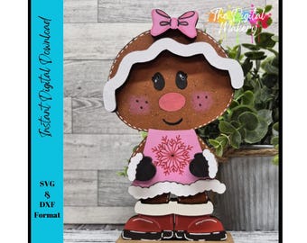Christmas Gingerbread Girl SVG | Gingerbread Girl Laser Cut File | DIY Christmas Decor File | TheDigitalMakery | Digital Download