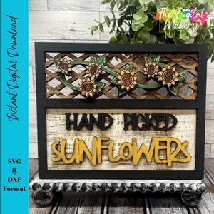 Signe tournesol cueilli à la main SVG | Lime tournesol | Fichier décoratif DIY tournesol
