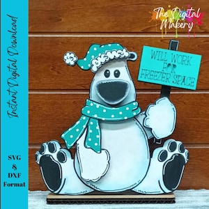 Christmas Polar Bear SVG | Polar Bear File | Will Work For Freezer Space Polar Bear File | Winter Decor SVG | DIY Christmas Decor File