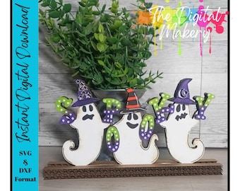 Halloween Laser Cut Datei | Gruselige Laser-Datei | Halloween-Geist-Dekor | Gruselige Geister | Digitaler Download | Boo