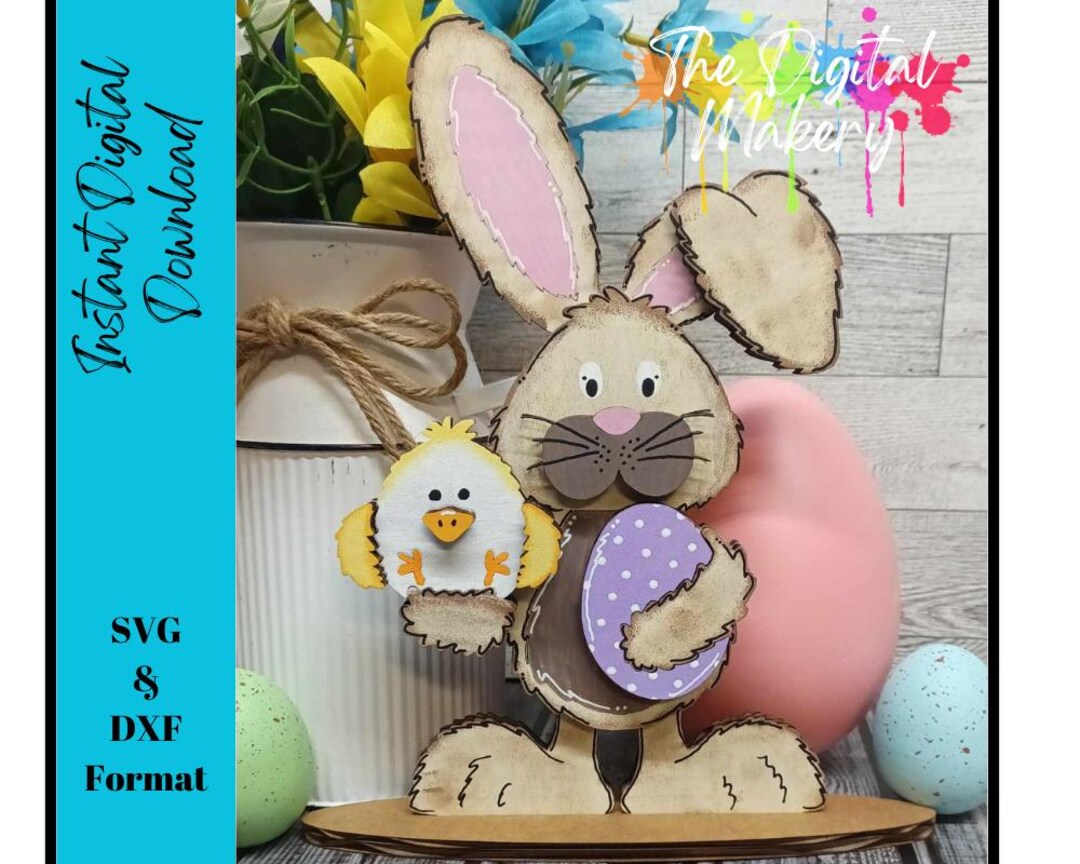 Easter Bunny SVG | Cute Easter Shelf Sitter File | Easter Bunny With ...