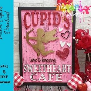 SVG Saint-Valentin | Lime laser Cupidon | Cupid's Sweetheart Cafe pour enseignes | SVG de la Saint-Valentin