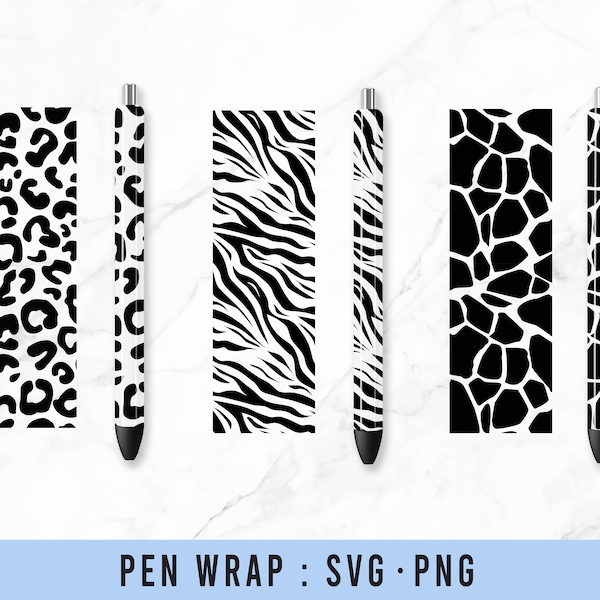 Animal Print Pen Wrap Svg, Pen Wrappers,Pettern Pen wrap ,Leopard Cow Zebra Animal print pen wrap svg , Animal Pen wrap svg, Zoo Pen wrap