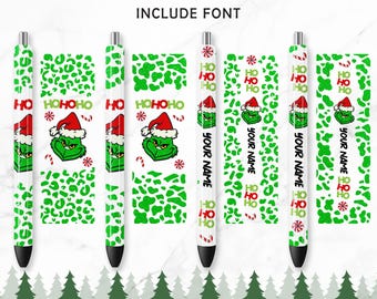 Cute Green Glitter Christmas Pen wrap | Glitter Pen wrap | Digital glitter pencil PNG for pen | Digital Download PNG | Epoxy