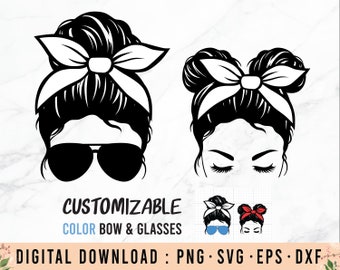 Mom life Kid life svg, Messy bun mom, Messy bun kid, Messy Bun SVG, Sunglasses SVG, Mom Life SVG file