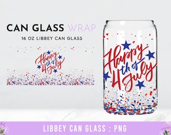 4th of july Wrap PNG, 4th july american independence day 16 oz Libbey Full Wrap PNG, Libbey Glass PNG