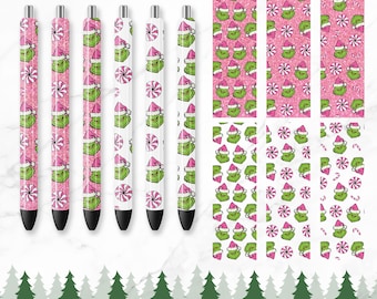Pink Glitter Christmas pattern Pen wrap | Glitter Pen wrap | Digital glitter pencil PNG for pen | Digital Download PNG | Epoxy