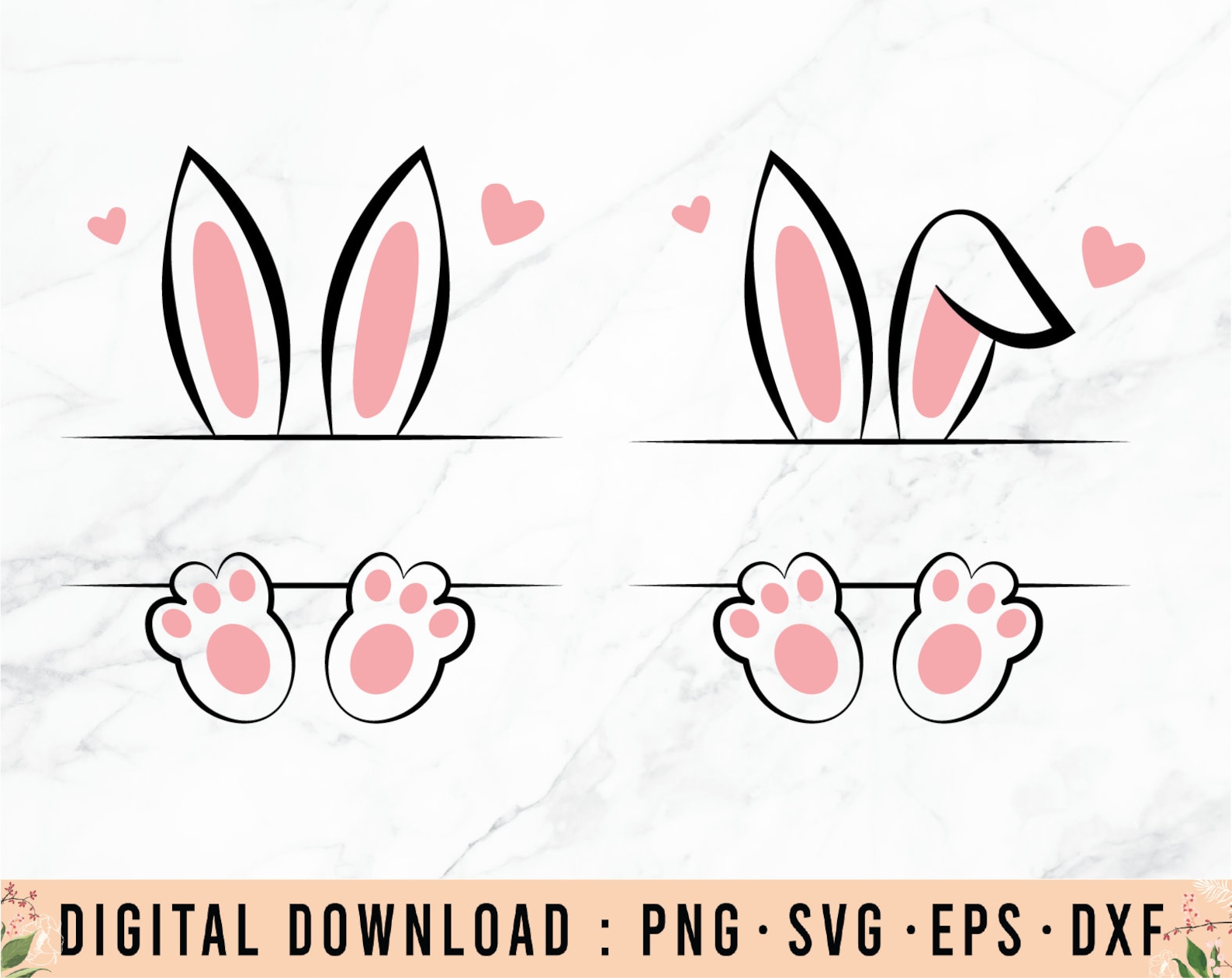 Easter Bunny Ears & Feet Easter SVG Custom Name Digital Etsy