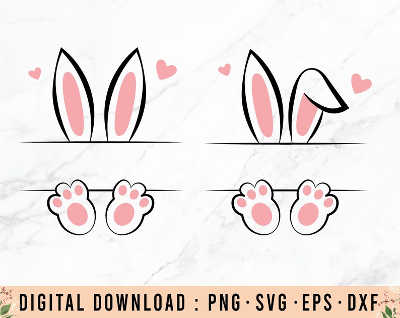 Easter Bunny Ears & Feet Easter SVG Custom Name Digital - Etsy