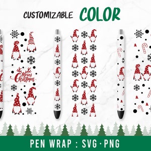 Christmas gnome Pen Wrap svg, Christmas Pen wrap svg, SVG files for Cricut