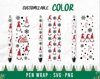 Christmas gnome Pen Wrap svg, Christmas Pen wrap svg, SVG files for Cricut