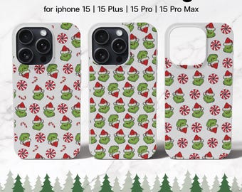 Julskal med grönt mönster | Sublimeringspaket för telefonskal | Sublimeringsdesign för iPhone | PNG- och JPG-fil | Direktnedladdning