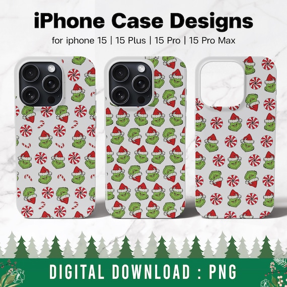 Green Pattern Christmas Phone Case Designs | Sublimation Phone Case Bundle | iPhone Sublimation Design | PNG & JPG file| Instant Download