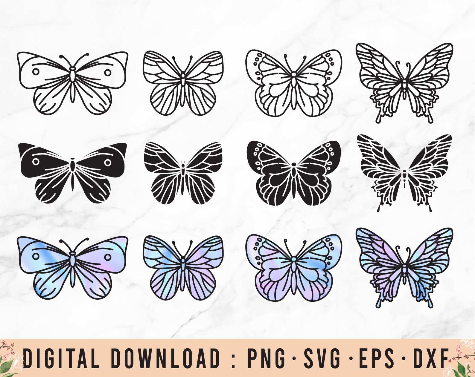 Butterflies Hologram Bundle Butterfly Hologram Bundle Etsy