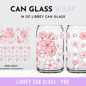 チェリーブロッサムラップ PNG、チェリーフラワー 16 オンス Libbey フルラップ PNG、Libbey グラス PNG