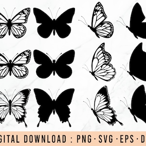 Bundle papillon, couches de papillons Bundle fichiers SVG Cricut, papillons, autocollants, SVG, PNG