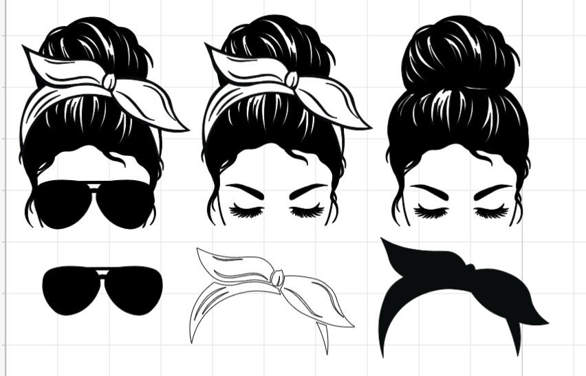 Messy Bun Headband Bow Svg Sunglasses Svg Mom Life Etsy