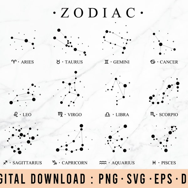 Astrology Zodiac SVG Bundle | Zodiac Signs SVG | Constellation svg | Cricut Cut Files svg | Astrology Signs svg | Zodiac svg