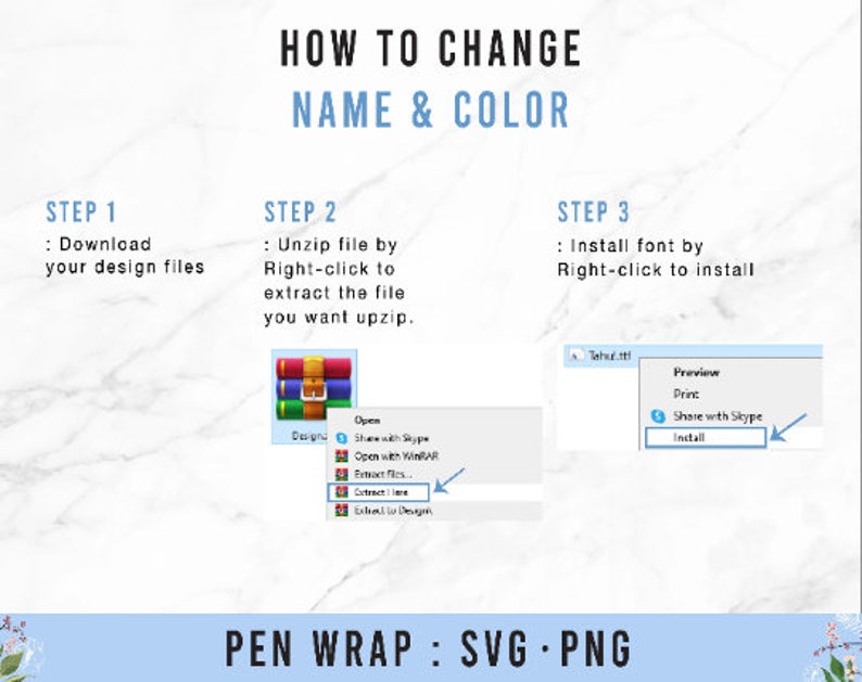Edit Pen Color Pencil Pen Wrap PNG, Can Change Name and Color, Back to School, Epoxy ...