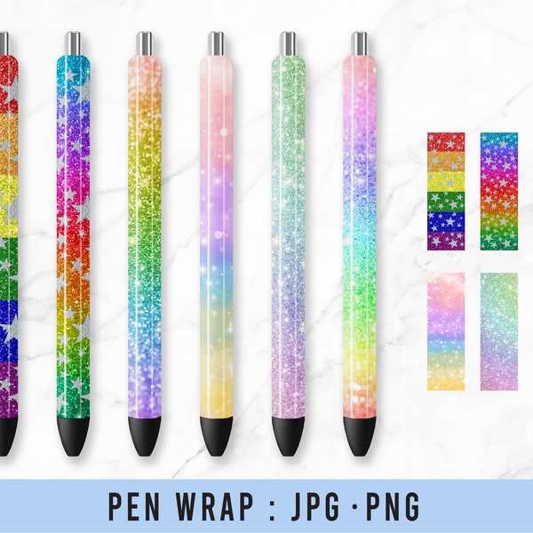 Rainbow Glitter pen wrap | lgbtqia glitter pencil PNG for pen | Ink Joy Pen Wrap | Digital Download PNG JPG | epoxy pen wrap png