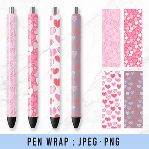 Heart pen wraps, Love pen wrap, Hearts Epoxy Pen Wrap, Epoxy Glitter Pen Wrap, Digital File Download PNG High Resolution, gift for her