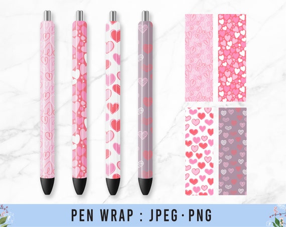 Heart Pen Wraps, Love Pen Wrap, Hearts Epoxy Pen Wrap, Epoxy
