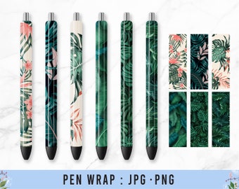 Tropical Leave Pen Wrap PNG JPG | Tropical Greenery Monstera Plants Leaves | png | jpg