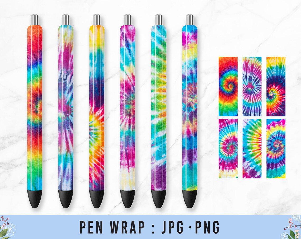 Tie Dye Pen Wrap Spiral Tie Dye Pen Wrap Epoxy Glitter Pen | Etsy