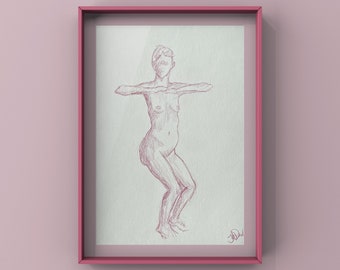Pink drawing of woman