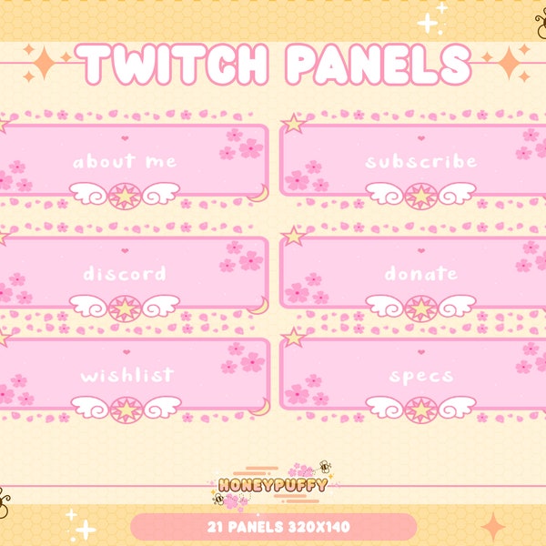 Fleurs de cerisier / Sakura / Panneaux Twitch / Esthétique / Mignon / Rose