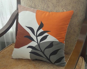 Abstract Tropical Leaves Pillow Cover,Mid Century Cushion Case,Modern Art Tropical Throw Pillow,Minimalist Pillow Case,Abstract Home Decor
