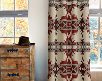 Western Southwestern Curtain, Rustic Boho Farmhouse Window Valances, Custom Size Drape