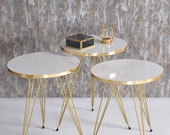 White Cream Round Nesting Tables Coffee End Table Set Of 4 White Round Side Tables Cream Coffee Table minimalist furniture Table Set