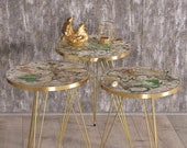 Map Nesting Table Set of 3 Cubism Nest Table African Women Coffee Tables Boho Nesting Table Farmhouse Round Coffee Tables Rustic End Tables