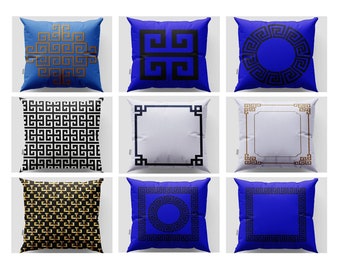 Greek Key Pillow Cover|Colorful Geometric Cushion Case|Boho Bedding Throw Pillow Case|Greek Geometric Home Decor|Custom Size Pillow Case