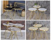 Black, White, Cream, Gold Nesting Table Set of 3 Custom Coffee Table Coffee End Tables Farmhouse Nesting Tables Minimalist Side Tables