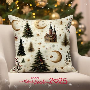 Federa per cuscino a forma di albero di pino di Natale, cuscino a forma di albero di Natale, federa per cuscino a forma di luna di Natale, arredamento rustico invernale per la casa, regalo di Capodanno, 18x18 20x20