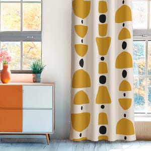 Geometric Abstract Curtains, Modern Design Curtains, Window Treatment Ideas, Kitchen Window Drapes, Minimalist Drapery Panel, Valances Set